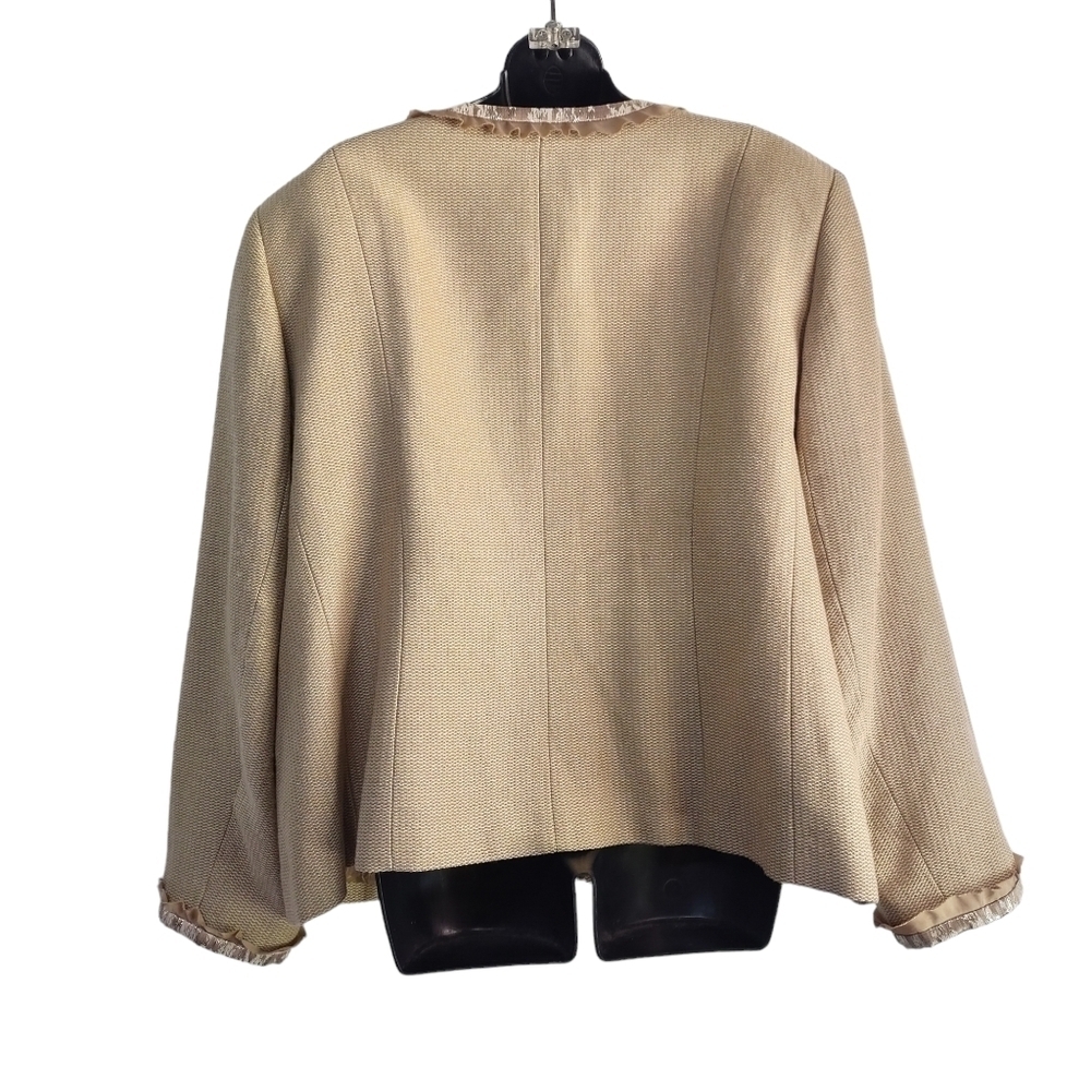 Alex Marie Women's Blazer Jacket Brown Ribbon Ruffled Edge Size 22W NWT - Picture 2 of 14